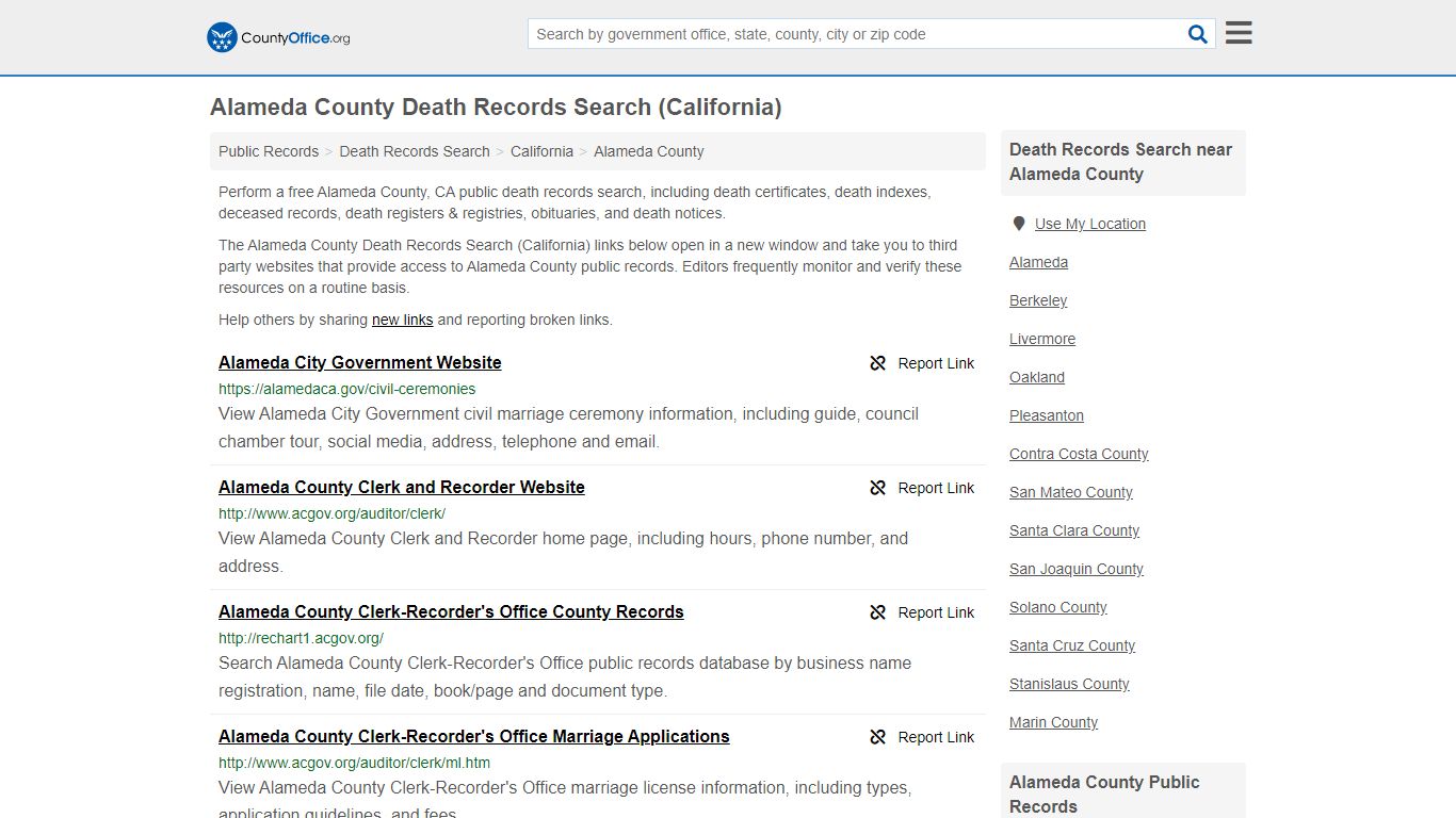 Death Records Search - Alameda County, CA (Death ...