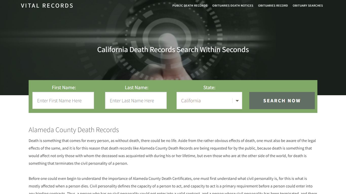 Alameda County Death Records |Enter Name and Search|14 ...